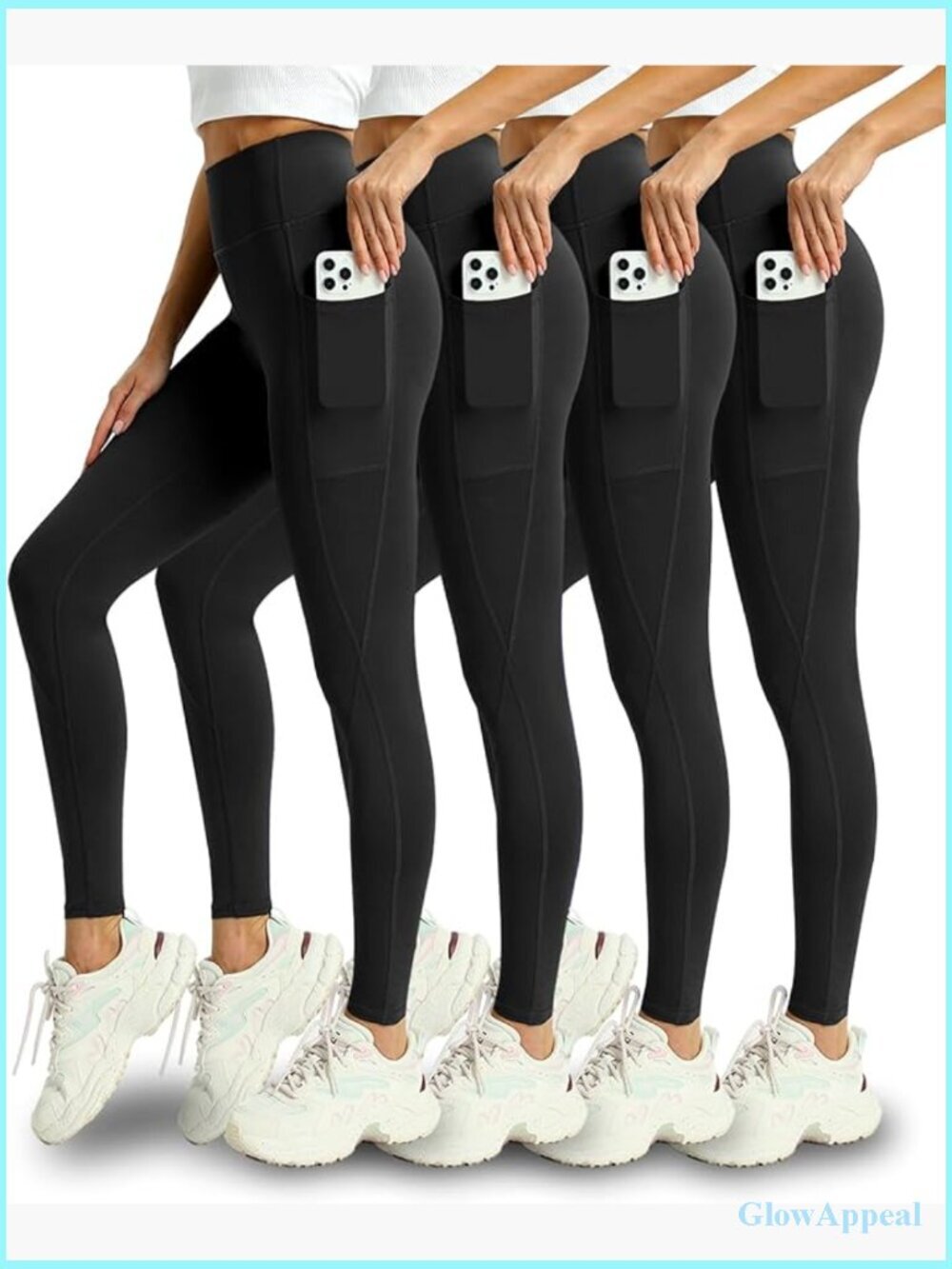 4 Pack High Waisted Leggings with Pockets for Women Tummy Control Yoga Pants